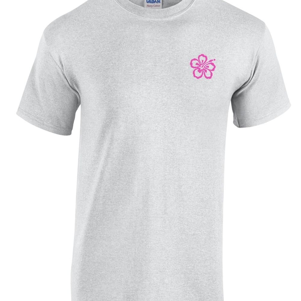 Gildan Gray Short Sleeve Tee with Pink Floral Accent